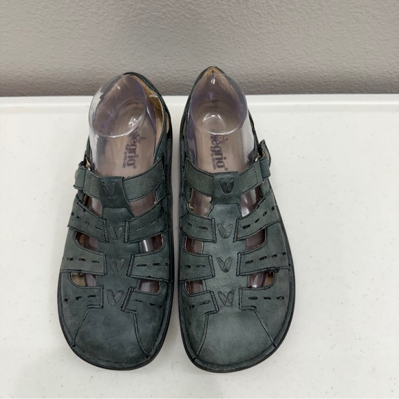 Alegria Pesca Fisherman Sandals Size 9.5 / 10 Leather Green/Blue Arch Support - Picture 9 of 9